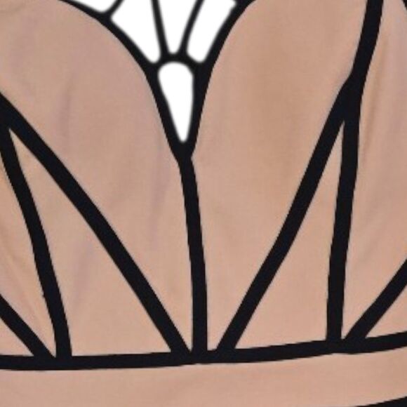 Pink and Dark Blue Bodycon Bandage Piping X Cut Mini Dress Women's Size Large - Picture 3 of 4